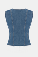 Fitted Slim Fit Orta İndigo Kadın Jean Yelek
