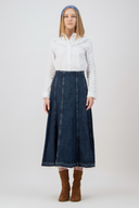 Flare A-Line Fit Midi Boy Koyu İndigo Kadın Jean Etek