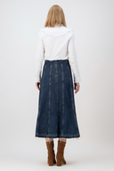 Flare A-Line Fit Midi Boy Koyu İndigo Kadın Jean Etek