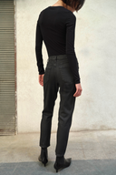 ISSA Slim Fit Kaplamalı Siyah Kadın Jean Pantolon