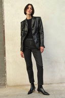 ISSA Slim Fit Kaplamalı Siyah Kadın Jean Pantolon