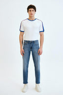 JAKE Loose Tapered Fit Orta İndigo Erkek Jean Pantolon