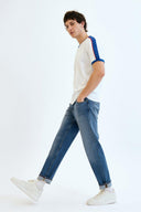 JAKE Loose Tapered Fit Orta İndigo Erkek Jean Pantolon