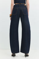 JILL Barrel Fit Rinse Koyu İndigo Kadın Jean Pantolon