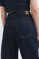 JILL Barrel Fit Rinse Koyu İndigo Kadın Jean Pantolon