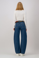 JILL Barrel Fit Orta İndigo Kadın Jean Pantolon