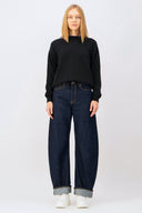 JILL Barrel Fit Rinse Koyu İndigo Kadın Jean Pantolon