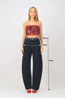 JILL Barrel Fit Rinse Koyu İndigo Kadın Jean Pantolon