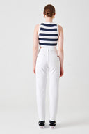 KELLY Mom Fit Beyaz Kadın Jean Pantolon