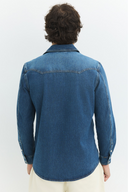 Klasik Western Regular Fit Orta İndigo Erkek Jean Gömlek