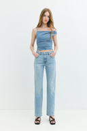 Straight Fit Twisted Açık Indigo Kadın Jean Pantolon