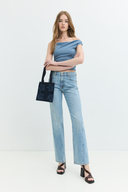 Straight Fit Twisted Açık Indigo Kadın Jean Pantolon