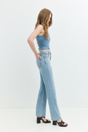 Straight Fit Twisted Açık Indigo Kadın Jean Pantolon