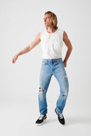 MARCEL Slim Straight Fit Destroylu Açık İndigo Erkek Jean Pantolon