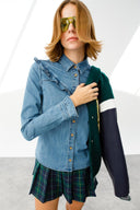 MARY Slim Fit Açık İndigo Kadın Jean Gömlek