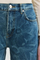 MINA Bootcut Crop Fit Çiçek Kadın Jean Pantolon