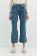 MINA Bootcut Crop Fit Çiçek Kadın Jean Pantolon