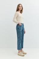 MINA Bootcut Crop Fit Çiçek Kadın Jean Pantolon