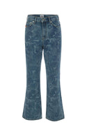 MINA Bootcut Crop Fit Çiçek Kadın Jean Pantolon