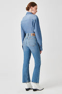 MINA Bootcut Ankle Fit Damageli Orta İndigo Kadın Jean Pantolon