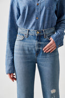 MINA Bootcut Ankle Fit Damageli Orta İndigo Kadın Jean Pantolon