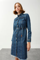 NANCY Regular Fit Orta İndigo Kadın Jean Elbise