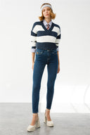 OLIVIA Skinny Fit Push-Up Koyu İndigo Kadın Jean Pantolon