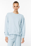 Oversize Fit Nakışlı Açık Mavi Kadın Sweatshirt / Eşofman üstü
