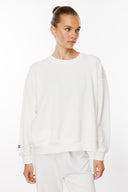 Oversize Fit Nakışlı Beyaz Kadın Sweatshirt / Eşofman üstü