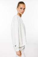 Oversize Fit Nakışlı Beyaz Kadın Sweatshirt / Eşofman üstü
