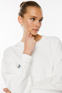 Oversize Fit Nakışlı Beyaz Kadın Sweatshirt / Eşofman üstü