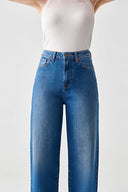RACHEL Relaxed Straight Ankle Fit Orta İndigo Kadın Jean Pantolon
