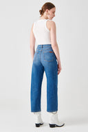 RACHEL Relaxed Straight Ankle Fit Orta İndigo Kadın Jean Pantolon