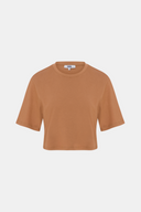 Relaxed Crop Fit Kahverengi Kadın T-shirt