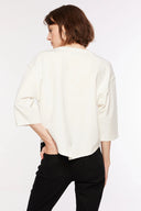 Relaxed Fit Truvakar Kol Baskılı Ekru Kadın Sweatshirt