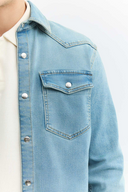 Klasik Western Regular Fit Açık İndigo Erkek Jean Gömlek