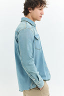 Klasik Western Regular Fit Açık İndigo Erkek Jean Gömlek