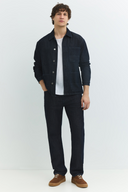 Regular Fit Worker Stil Rinse Koyu İndigo Erkek Jean Ceket