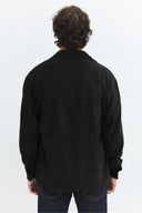 Relaxed Fit Siyah Erkek Kadife Gömlek