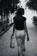 ROSIE Bootcut Fit Çiçek Desenli Ekru Kadın Jean Pantolon