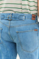 ROUTE Loose Fit Kemer Detaylı Açık İndigo Erkek Jean Pantolon