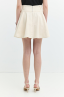 Ruffle Flare Fit Volanlı Piliseli Krem Etek