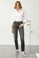 SANDY Mom Fit Antrasit Kadın Jean Pantolon