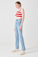 SARAH Slim Straight Fit Açık İndigo Kadın Jean Pantolon