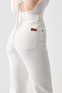 SARAH Slim Straight Fit Destroylu Beyaz Kadın Jean Pantolon