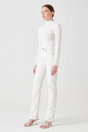 SARAH Slim Straight Fit Destroylu Beyaz Kadın Jean Pantolon