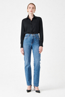 SARAH Slim Straight Fit Yüksek Bel Orta İndigo Kadın Jean Pantolon