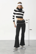 SERENA Skinny Flare Fit Çıtçıt Paça Siyah Kadın Jean Pantolon