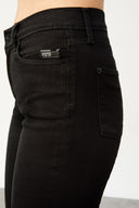 SERENA Skinny Flare Fit Çıtçıt Paça Siyah Kadın Jean Pantolon