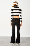 SERENA Skinny Flare Fit Çıtçıt Paça Siyah Kadın Jean Pantolon